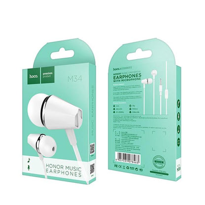 Handsfree 3.5mm HOCO M34 Honor Music, Bijeli