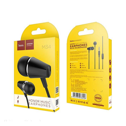 Handsfree 3.5mm HOCO M34 Honor Music, Crni