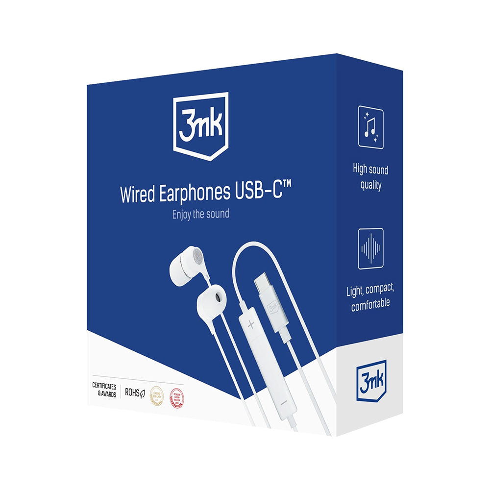 Handsfree USB-C 3MK, Alb