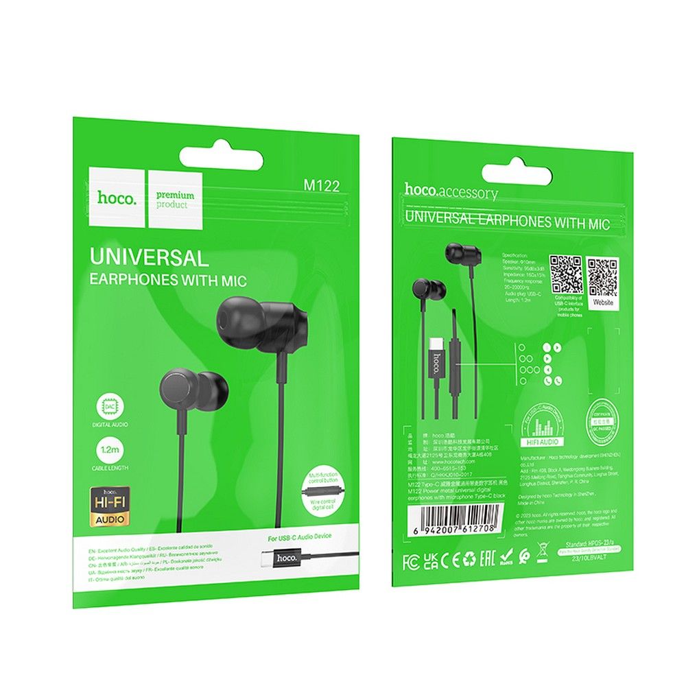 Handsfree USB-C HOCO M122, Crni