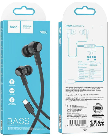 Handsfree USB-C HOCO M86, Crni