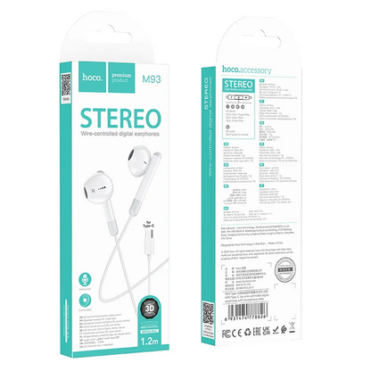 Handsfree USB-C HOCO M93, Bijeli