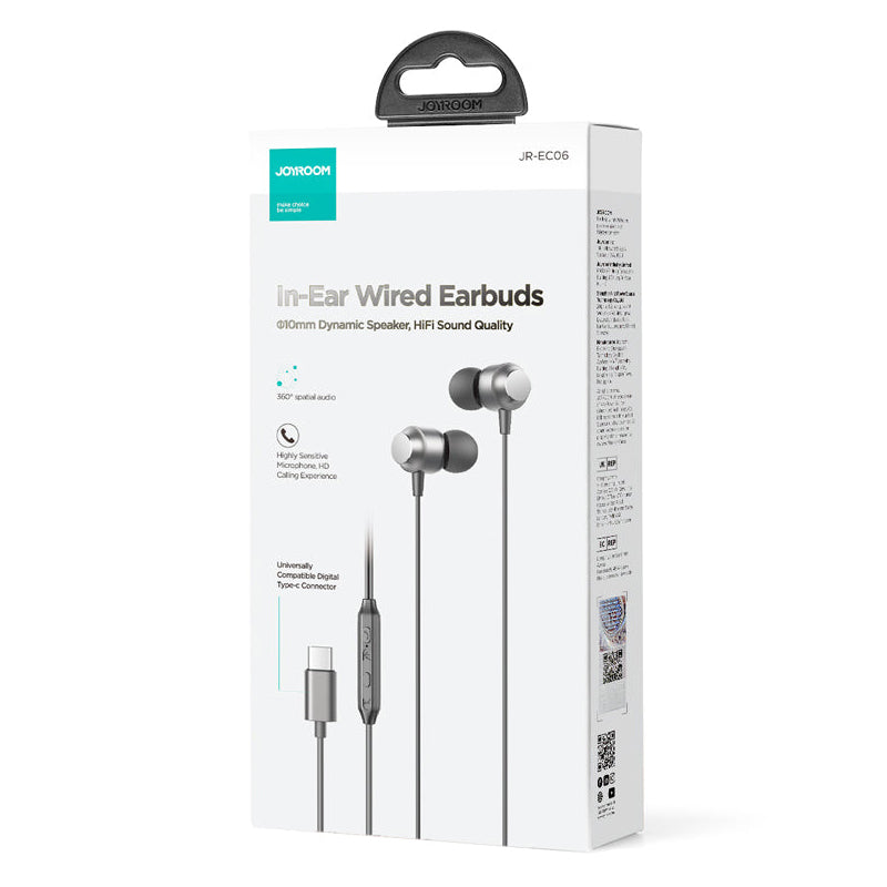 Handsfree USB-C Joyroom JR-EC06, Sivi