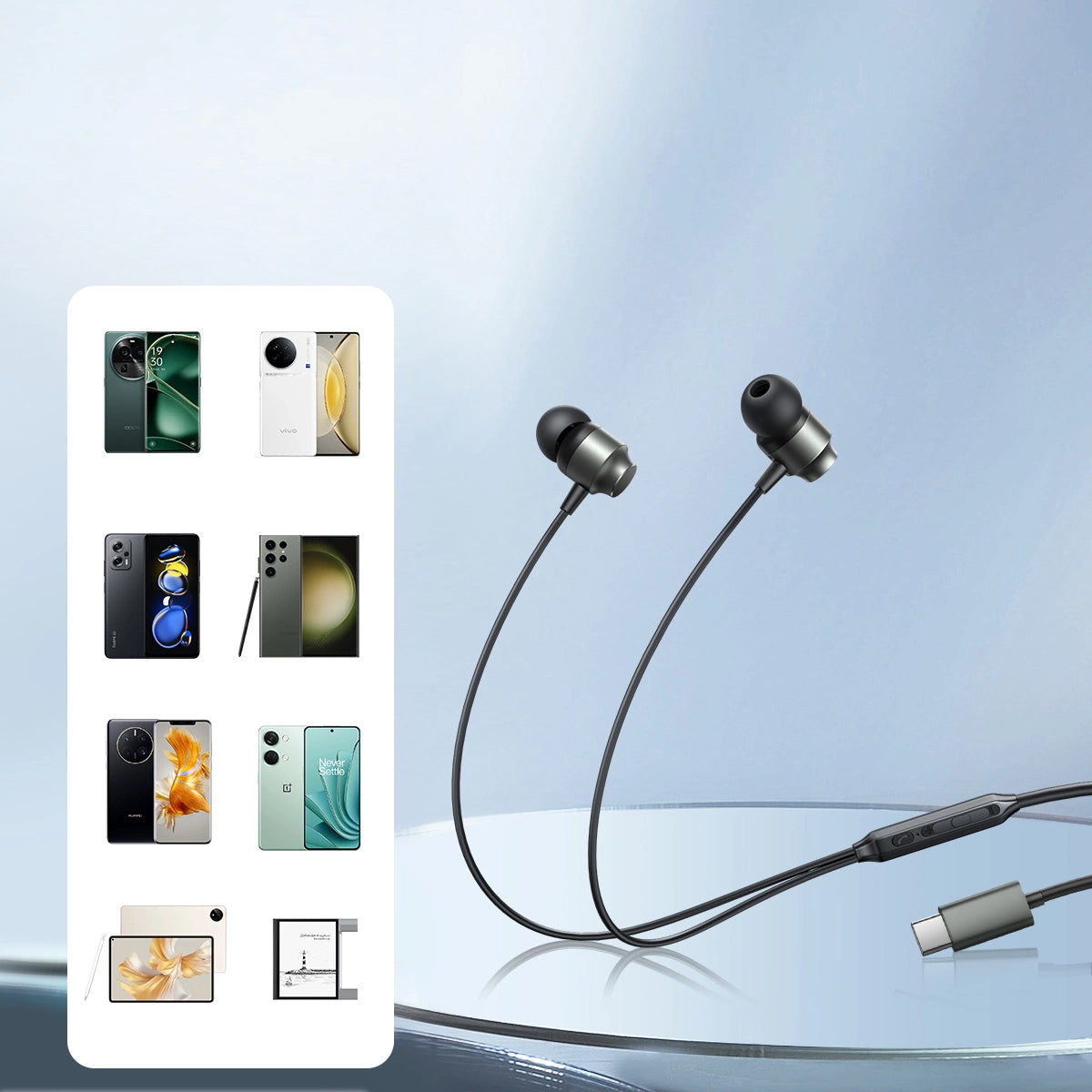 Handsfree USB-C Joyroom JR-EC06, Sivi