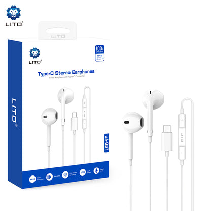 Handsfree USB-C Lito LF01T, 1.2m, Bijela
