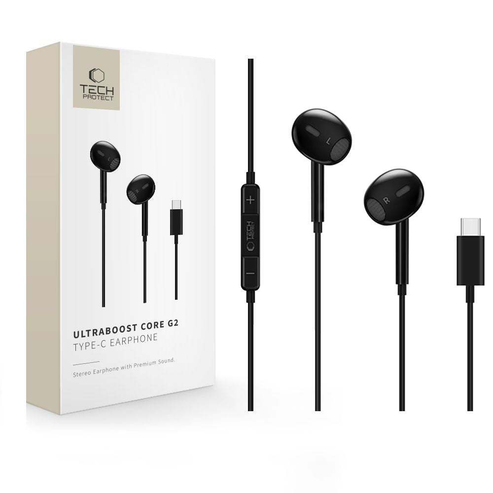 Handsfree USB-C Tech-Protect Ultraboost Core G2, Crna