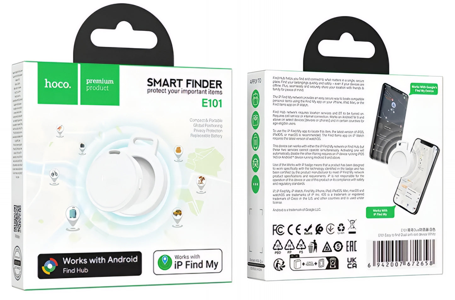 HOCO SmartTag E101 za iOS / Android seriju, Bijela