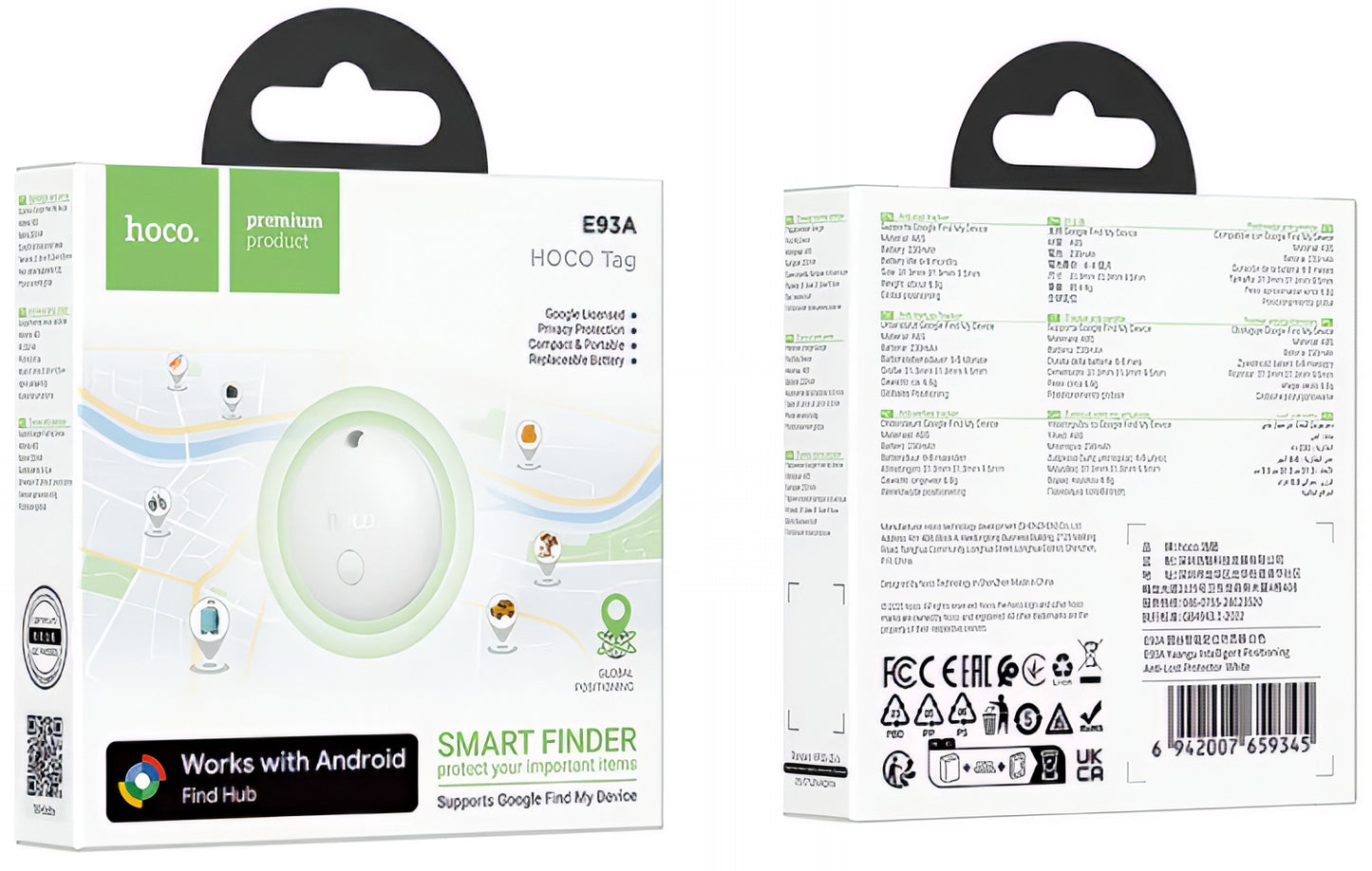 HOCO SmartTag E93A za Android seriju, Crna