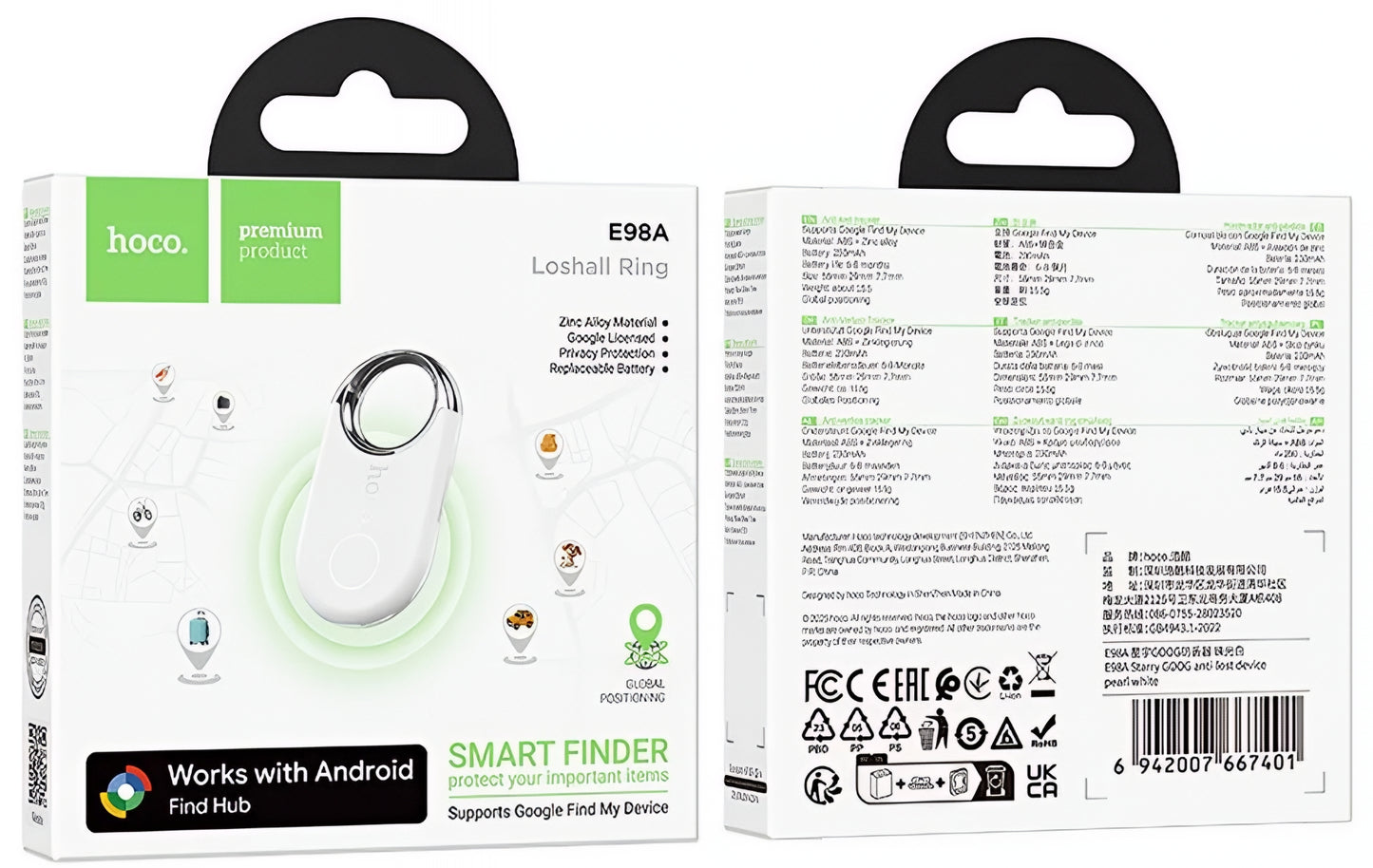 HOCO SmartTag E98A za Android seriju, Bijela