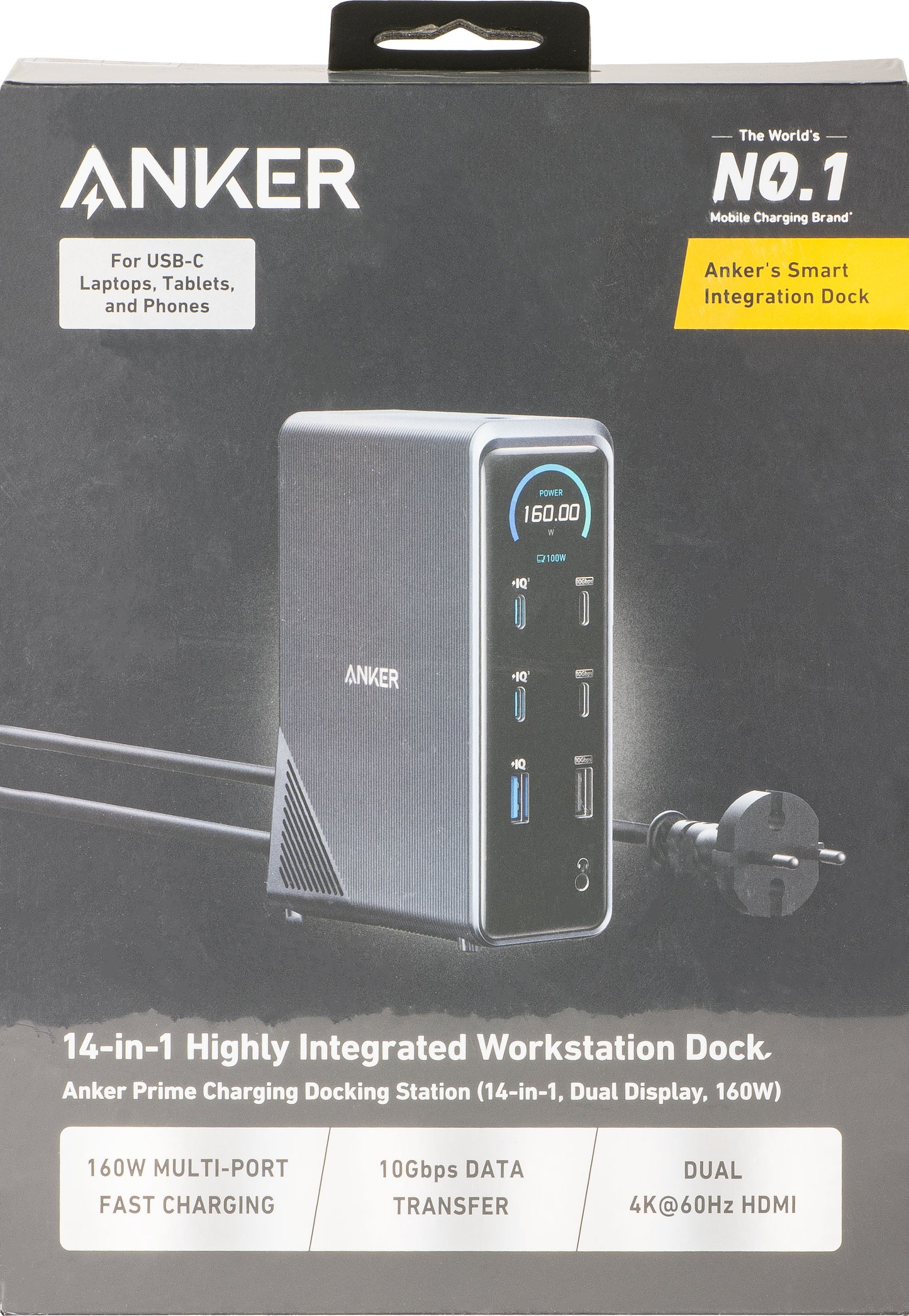 Višenamjenski hub Anker Prime 737, 2 x USB-A 3.0 - 3 x USB-A - 5 x USB-C - 2 x HDMI - 1 x Jack 3.5mm - 1 x RJ45, Crni A83B63A1