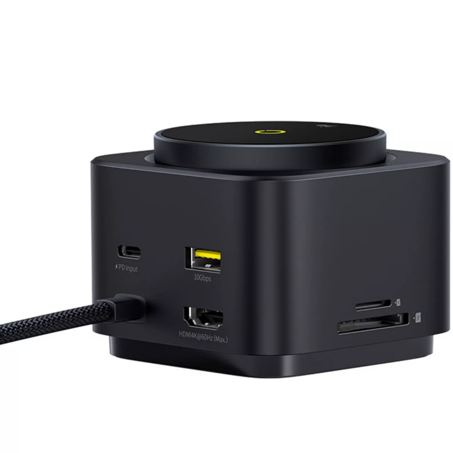 Multifunkcionalni Hub Baseus MagPro II 7in1, 1 x USB-A - 2 x USB-C - 1 x HDMI - 1 x QI - 1 x SD - 1 x microSD, Crni Obnovljen B00072900121-00