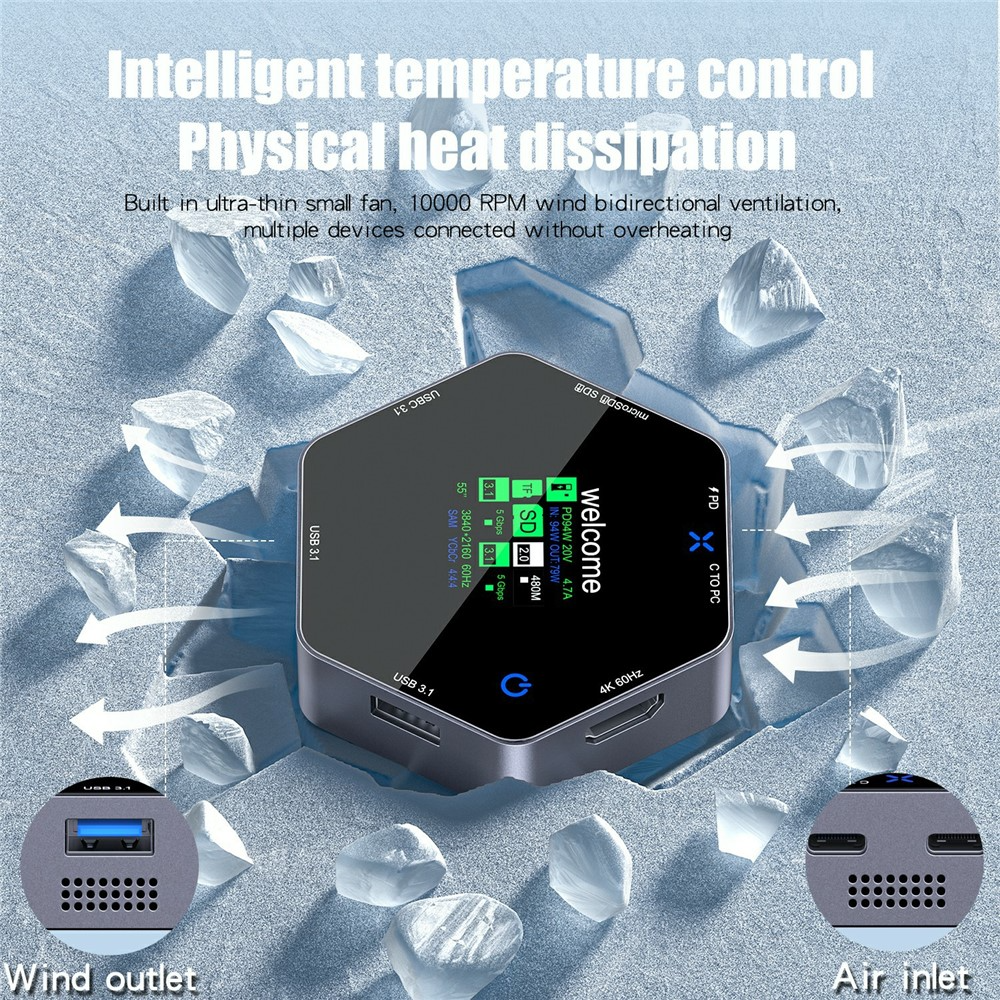 Multifunkcionalni Hub OEM YC-931, 8u1, Siva