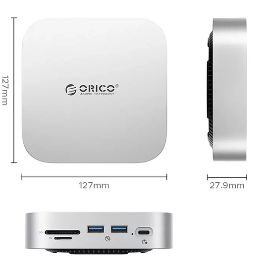 Višenamjenski hub Orico MiniLink M48PR za Apple Mac Mini M4, 9u1, Srebrni