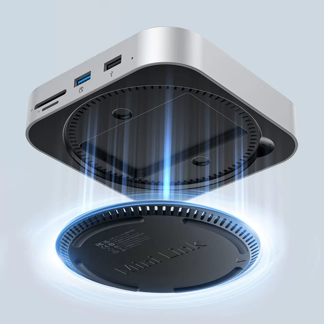 Višenamjenski hub Orico MiniLink M48PR za Apple Mac Mini M4, 9u1, Srebrni