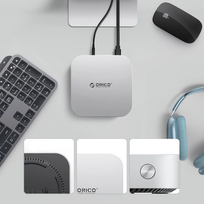Višenamjenski hub Orico MiniLink M49P za Apple Mac Mini M4, 9u1, Srebrni