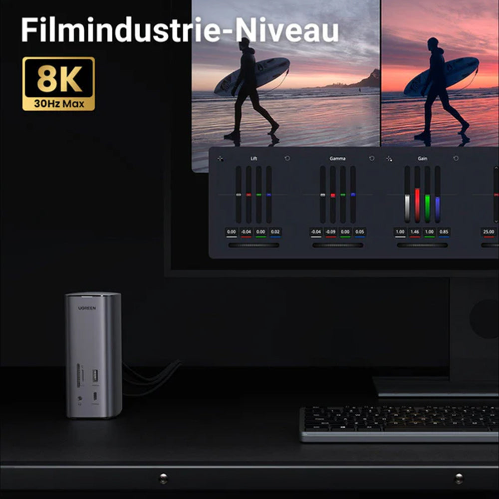 Multifunkcionalni Hub UGREEN Pro CM555, 13u1, Sivi