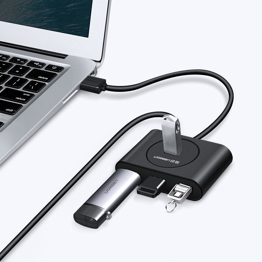 Hub USB UGREEN CR113, 4 x USB-A 3.0, 0.5m, Crni