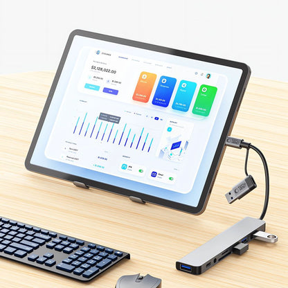 Hub USB / USB-C Tech-Protect HB06, 2 x USB-A 3.0 - 2 x USB-A - 1 x USB-C - 1 x Jack 3.5mm - 1 x SD - 1 x microSD, Sivi
