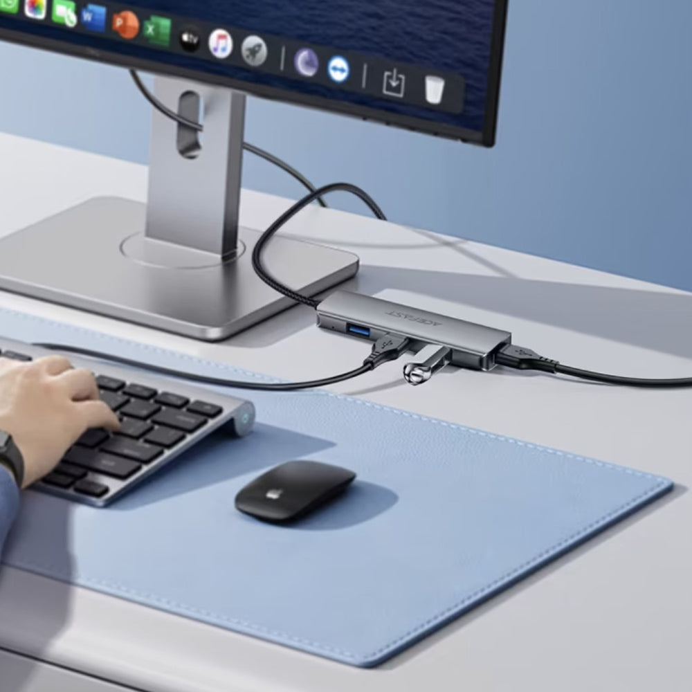 USB hub Acefast J17, 4u1, Sivi