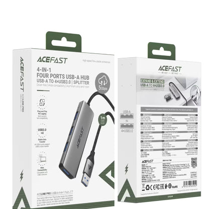 USB hub Acefast J17, 4u1, Sivi