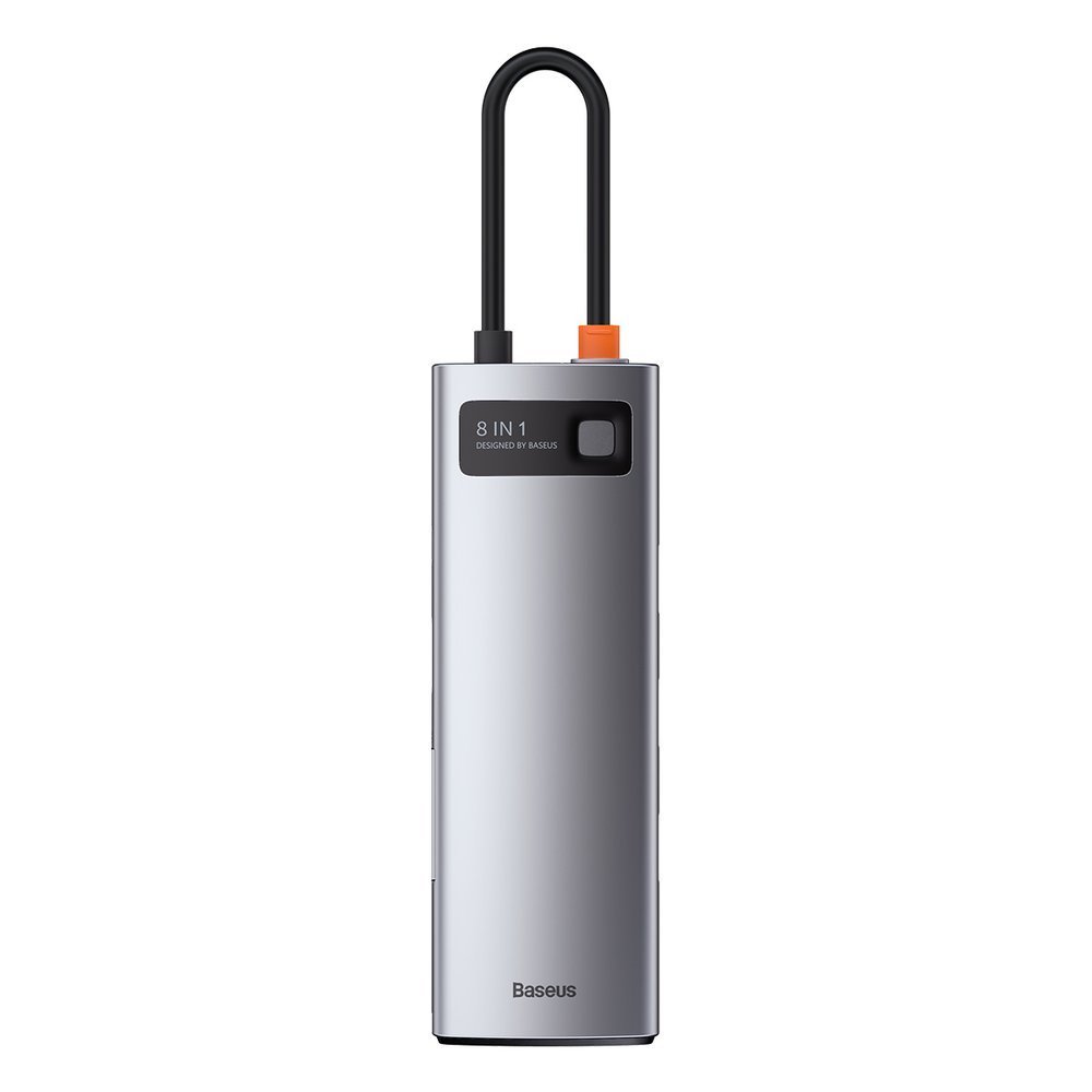 USB-C hub Baseus, 3 x USB-A 3.0 - 1 x USB-C - 1 x HDMI - 1 x RJ45 - 1 x SD - 1 x microSD, sivi CAHUB-CV0G