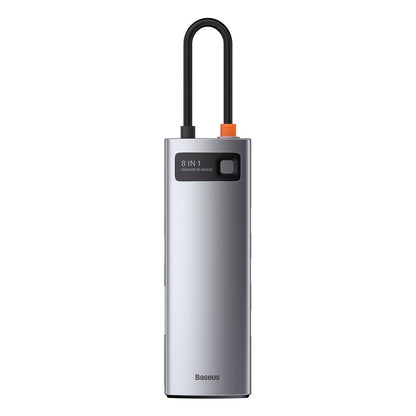 USB-C hub Baseus, 3 x USB-A 3.0 - 1 x USB-C - 1 x HDMI - 1 x RJ45 - 1 x SD - 1 x microSD, sivi CAHUB-CV0G