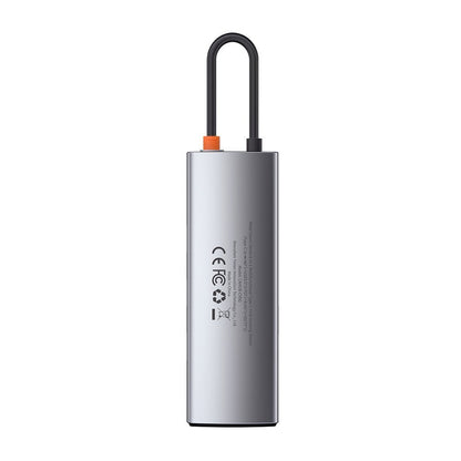 USB-C hub Baseus, 3 x USB-A 3.0 - 1 x USB-C - 1 x HDMI - 1 x RJ45 - 1 x SD - 1 x microSD, sivi CAHUB-CV0G