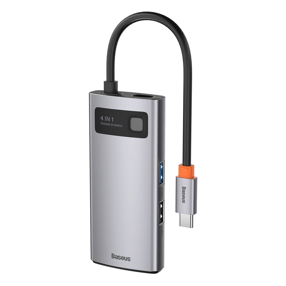 USB-C Hub Baseus Metal Gleam, 2 x USB-A - 1 x USB-C - 1 x HDMI, Sivi CAHUB-CY0G