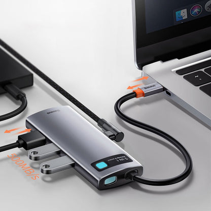 Hub USB-C Baseus Metal Gleam, 3 x USB-A 3.0 - 1 x USB-C - 1 x HDMI, Sivi CAHUB-CX0G