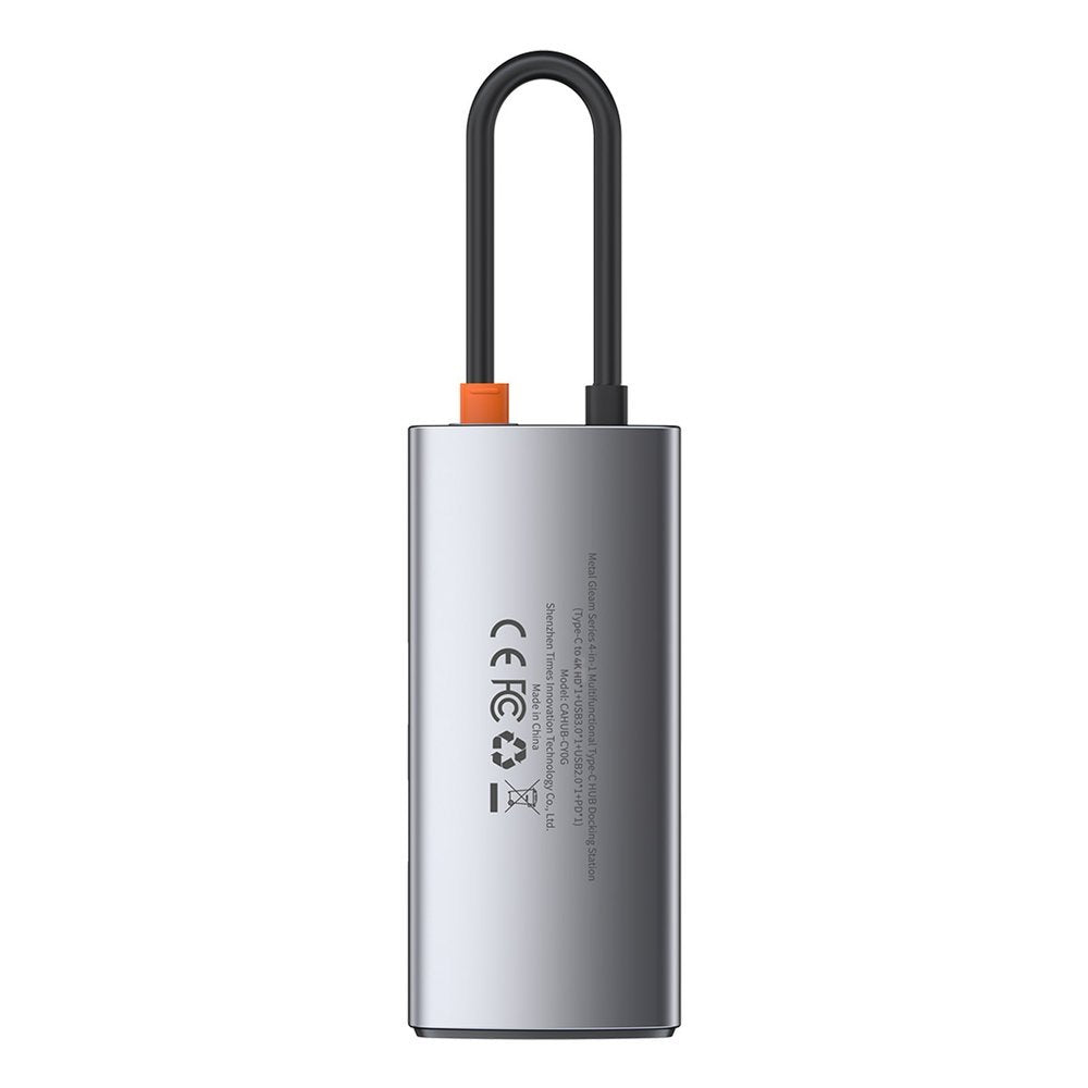 USB-C Hub Baseus Metal Gleam, 2 x USB-A - 1 x USB-C - 1 x HDMI, Sivi CAHUB-CY0G