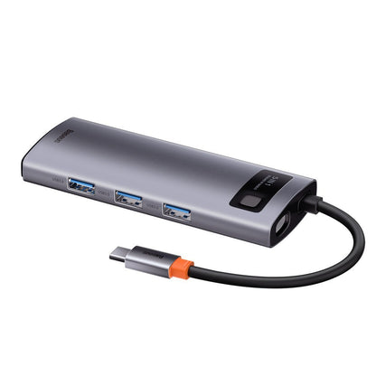 Hub USB-C Baseus Metal Gleam, 3 x USB-A 3.0 - 1 x USB-C - 1 x HDMI, Sivi CAHUB-CX0G