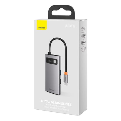 USB-C Hub Baseus Metal Gleam, 2 x USB-A - 1 x USB-C - 1 x HDMI, Sivi CAHUB-CY0G