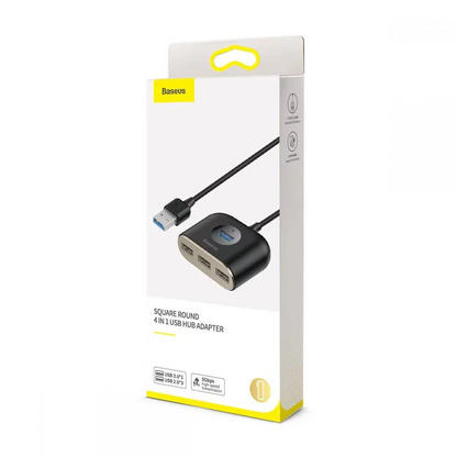 Hub USB Baseus Square, 1 x USB-A 3.0 - 3 x USB-A, Crni CAHUB-AY01