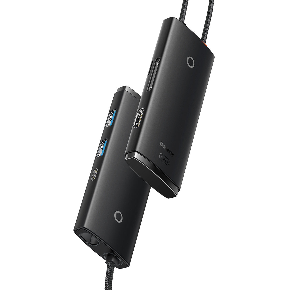 Hub USB-C Baseus, 2 x USB-A 3.0 - 1 x USB-C - 1 x HDMI - 1 x SD - 1 x microSD, Crni WKQX050001