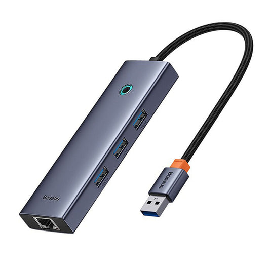 Hub USB Baseus UltraJoy, 3 x USB-A 3.0 - 1 x RJ45, Sivi B0005280A813-01