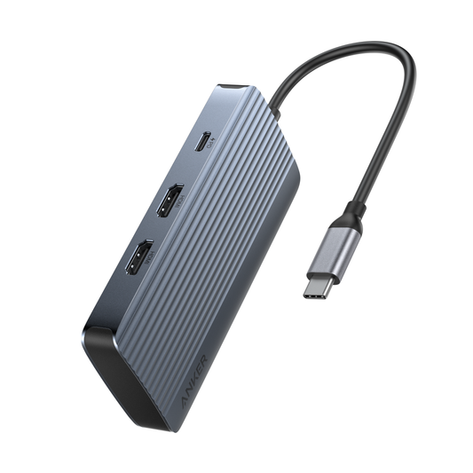 Hub USB-C Anker, 1 x USB-A 3.2 - 3 x USB-A - 1 x USB-C - 2 x HDMI, Sivi A83740A2