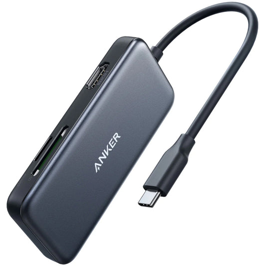 Hub USB-C Anker, 2 x USB-A 3.0 - 1 x HDMI - 1 x SD - 1 x microSD, Crni A8334HA1