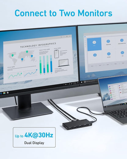 Hub USB-C Anker, 1 x USB-A 3.0 - 2 x USB-A - 3 x USB-C - 2 x HDMI - 1 x RJ45 - 1 x SD, Crni A83A2G11