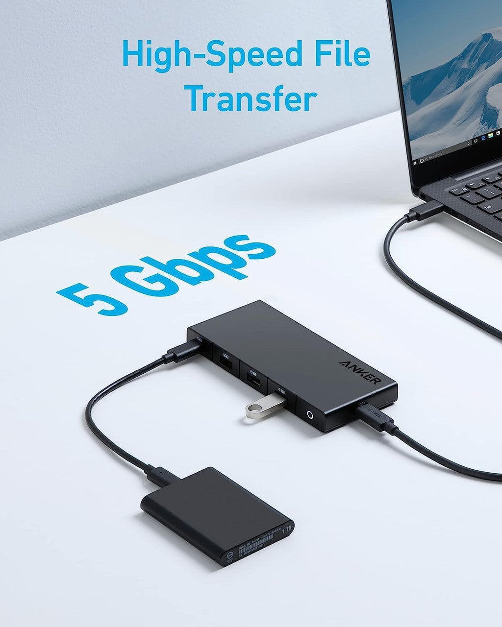 Hub USB-C Anker, 1 x USB-A 3.0 - 2 x USB-A - 3 x USB-C - 2 x HDMI - 1 x RJ45 - 1 x SD, Crni A83A2G11