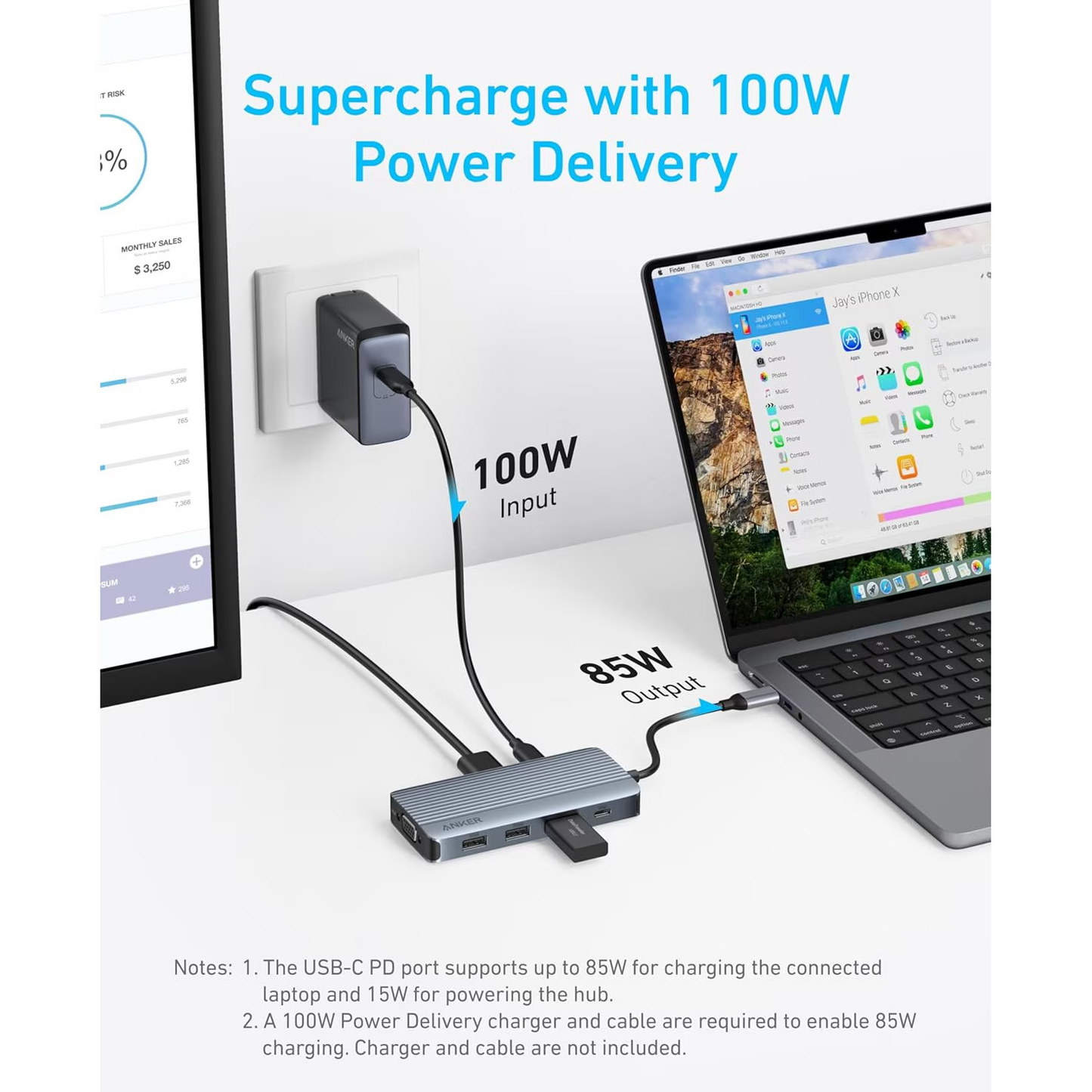 Hub USB-C Anker, 3 x USB-A 3.0 - 2 x USB-C - 2 x HDMI - 1 x VGA, Sivi A83790A2