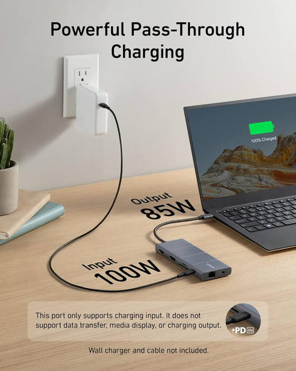 Hub USB-C Anker PowerExpand, 1 x USB-A 3.2 - 2 x USB-A - 2 x USB-C - 1 x Display Port - 1 x HDMI - 1 x Jack 3.5mm - 1 x RJ45 - 1 x SD - 1 x microSD, Siva