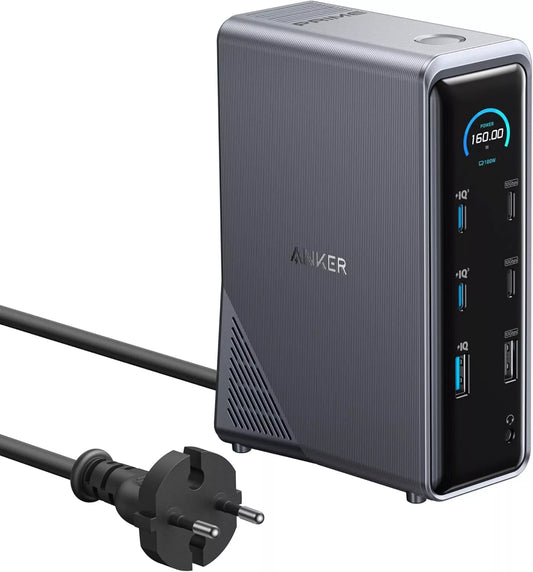 Hub USB-C Anker Prime 737, 2 x USB-A 3.0 - 3 x USB-A - 5 x USB-C - 2 x HDMI - 1 x Jack 3.5mm - 1 x RJ45, Crni A83B63A1