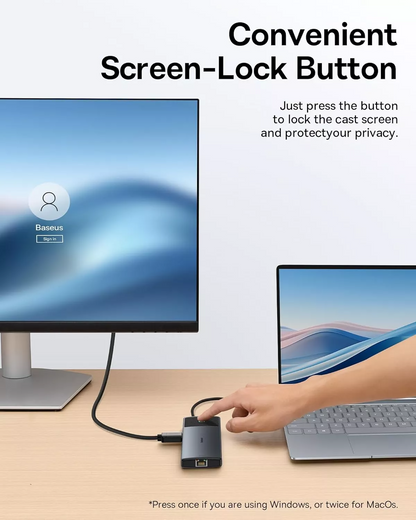 Hub USB-C Baseus Dual Display, 1 x USB-A 3.0 - 2 x USB-A - 2 x USB-C - 2 x HDMI - 1 x RJ45 - 1 x SD - 1 x microSD, Crni B00061800123-01