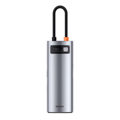 USB-C Hub Baseus Joystar, 3 x USB-A 3.0 - 1 x USB-C - 1 x HDMI - 1 x SD - 1 x microSD, Srebrni B00030708811-00