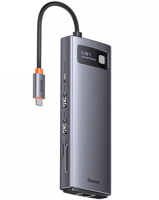 Hub USB-C Baseus Joystar, 2 x USB-A 3.2 - 1 x USB-A - 1 x USB-C - 2 x HDMI - 1 x RJ45 - 1 x SD - 1 x microSD, Siva WKWG060013