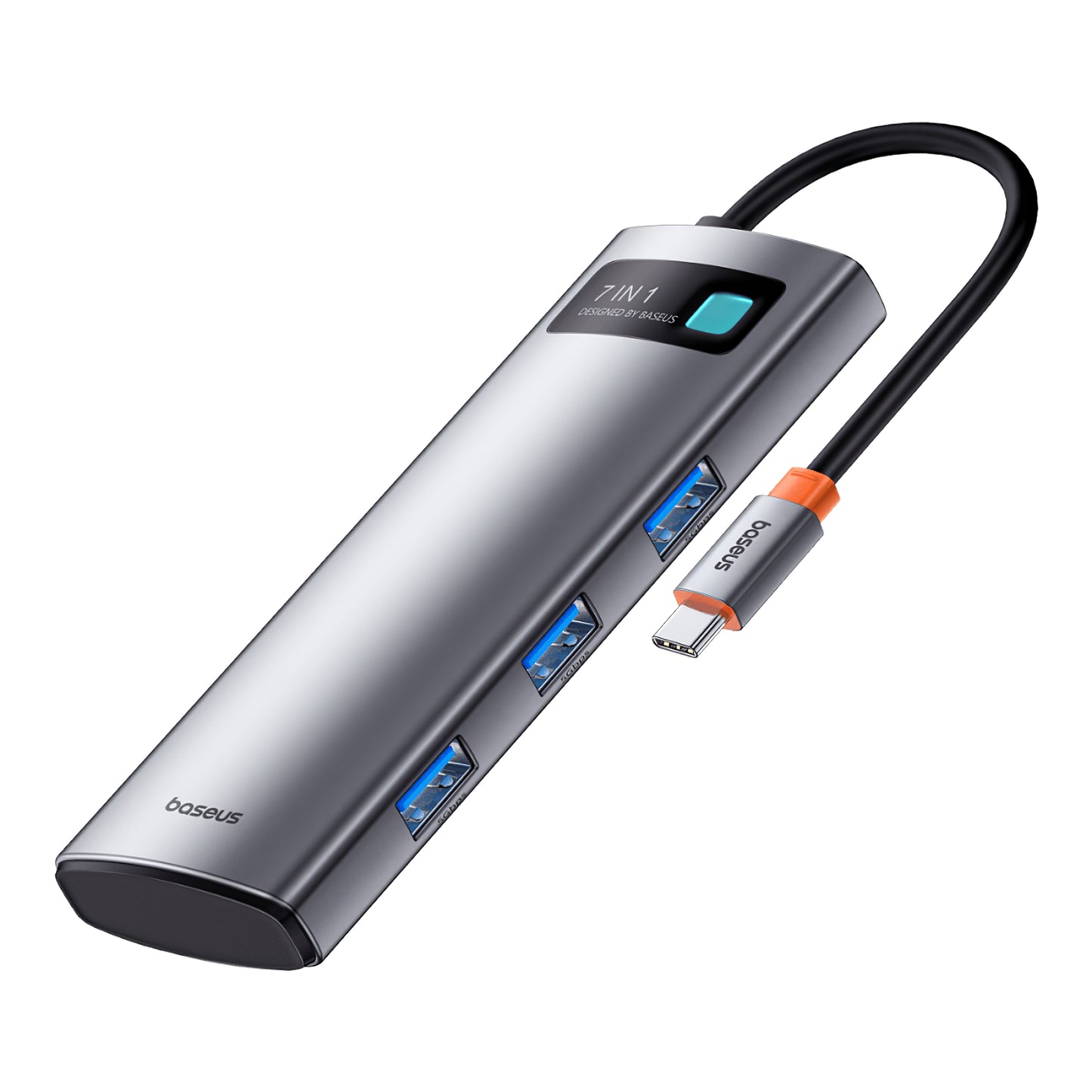 USB-C Hub Baseus Joystar, 3 x USB-A 3.0 - 1 x USB-C - 1 x HDMI - 1 x SD - 1 x microSD, Srebrni B00030708811-00