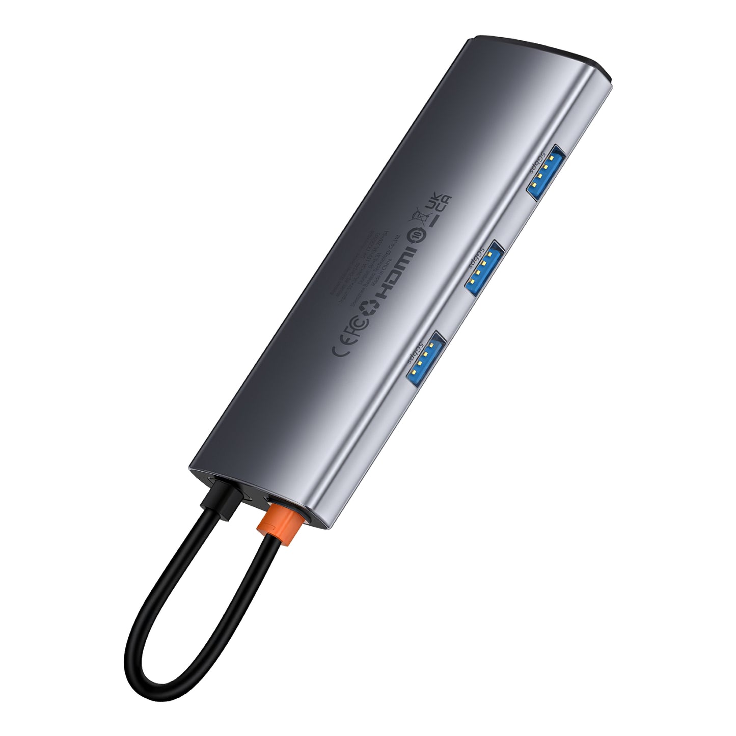 USB-C Hub Baseus Joystar, 3 x USB-A 3.0 - 1 x USB-C - 1 x HDMI - 1 x SD - 1 x microSD, Srebrni B00030708811-00
