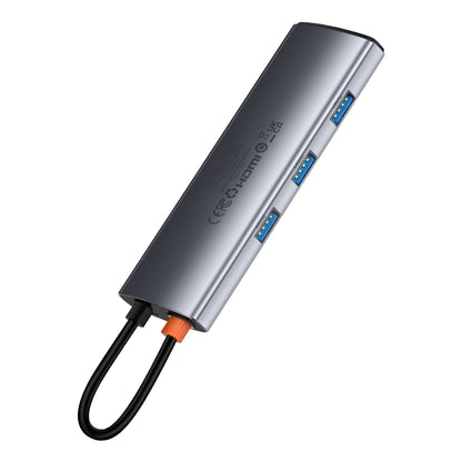 USB-C Hub Baseus Joystar, 3 x USB-A 3.0 - 1 x USB-C - 1 x HDMI - 1 x SD - 1 x microSD, Srebrni B00030708811-00