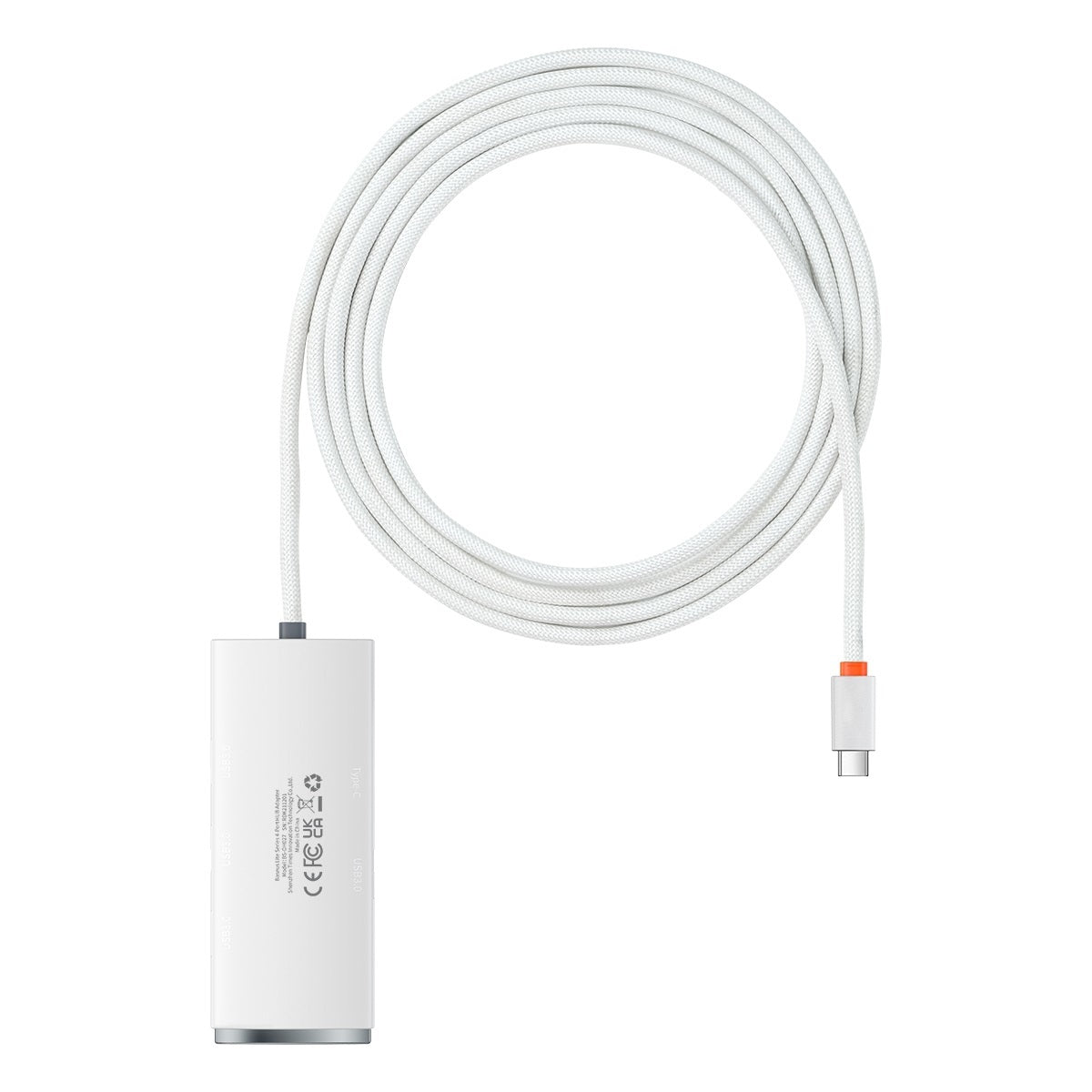 USB-C Hub Baseus Lite, 4 x USB-A 3.2, 2m, Bijeli