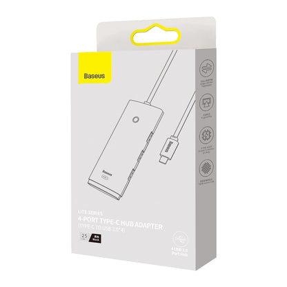 USB-C Hub Baseus Lite, 4 x USB-A 3.0 - 1 x USB-C, 0,25 m, crni WKQX030301